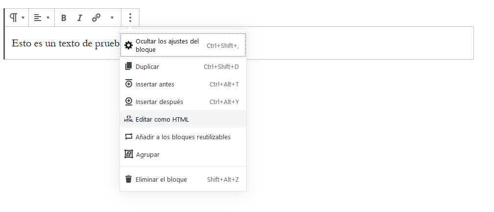 Cómo insertar código HTML en Gutenberg
