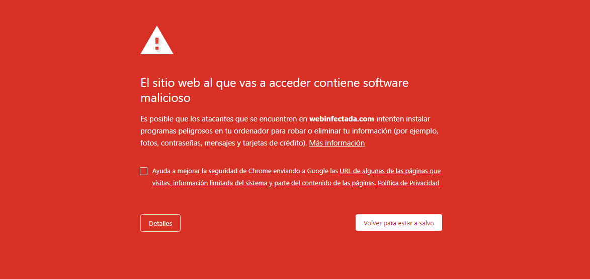 Aviso en Google: El sitio web al que vas a acceder contiene software malicioso