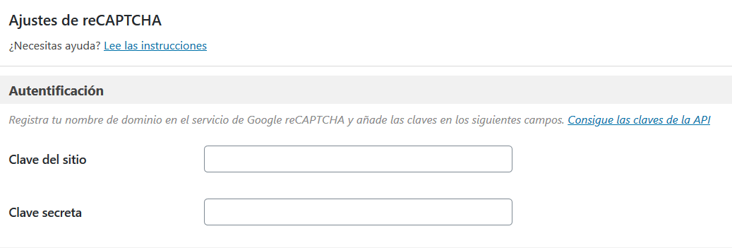Añadir la clave API de Google reCAPTCHA en WordPress