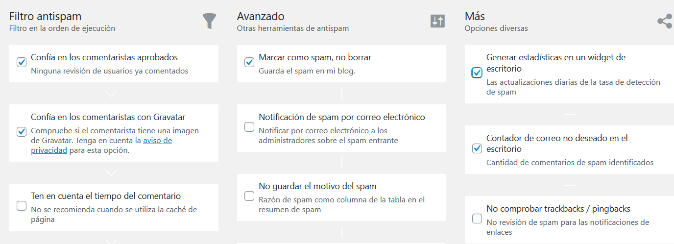 Configuración del plugin Antispam Bee