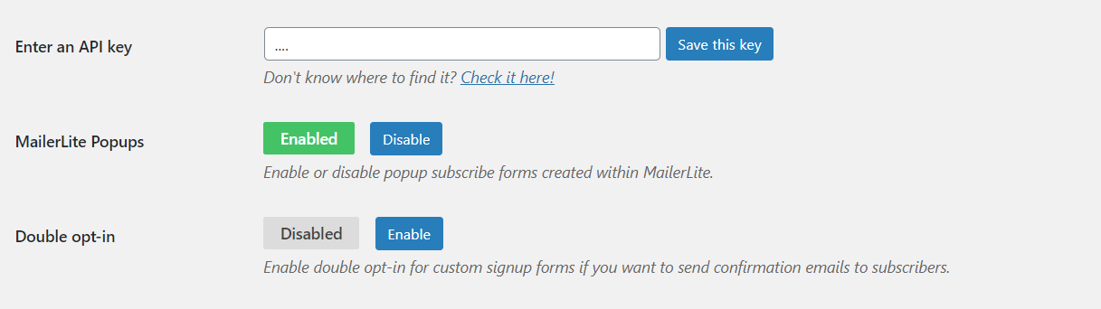 Configuración de MailerLite en WordPress