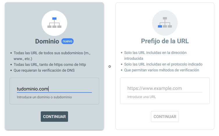 Dar de alta un dominio con Search Console