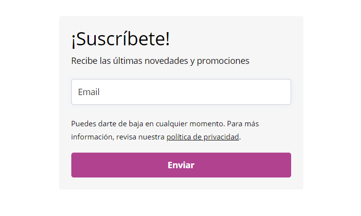 Ejemplo de un formulario de suscripción en WordPress creado con MailerLite