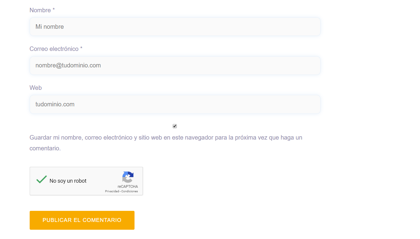 Ejemplo de Goolge reCAPTCHA en WordPress