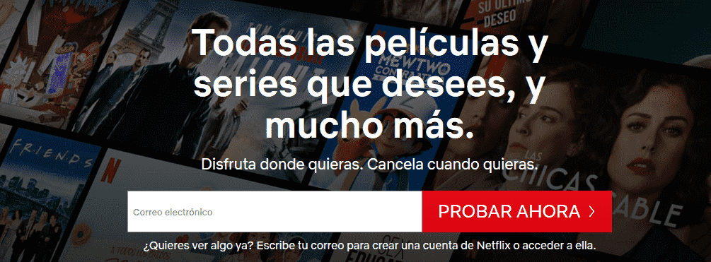 Ejemplo de CTA de Netflix