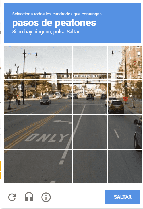 Ejemplo de reconocimiento de imágenes con Google reCAPTCHA