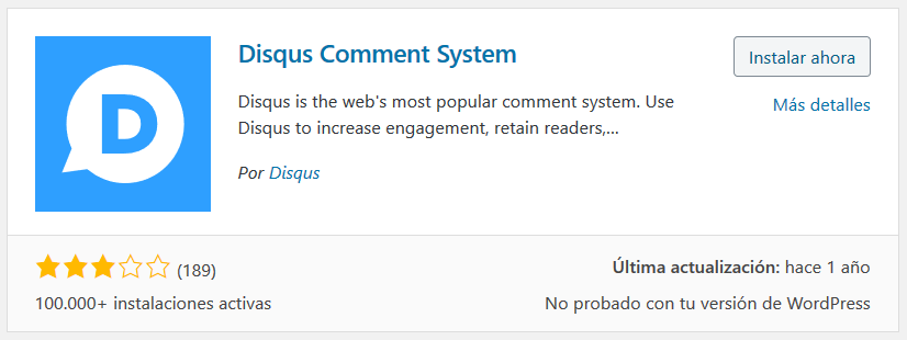 Instalar el plugin de Disqus en WordPress