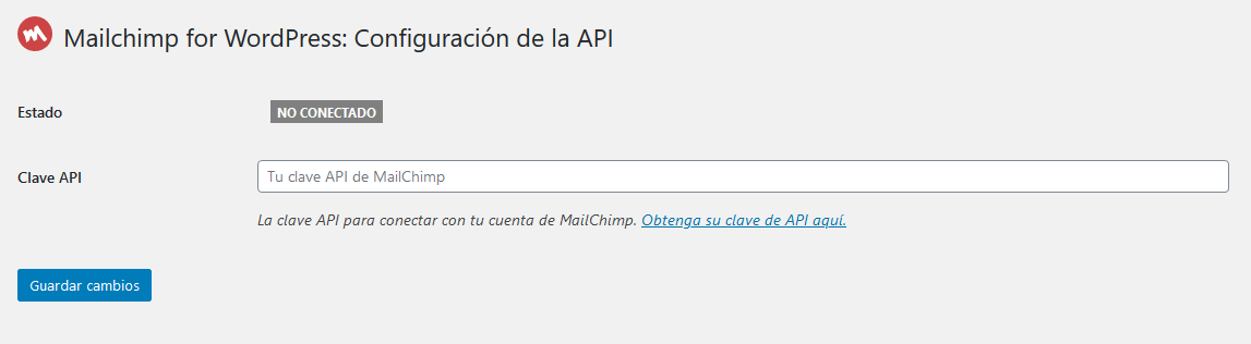 Introducir la clave API de Mailchimp en WordPress