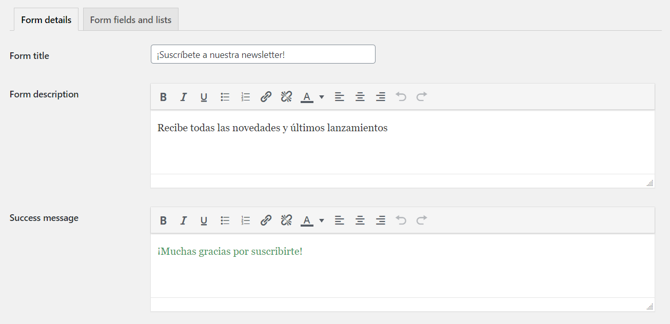 Personalizar mensajes en el plugin MailerLite para WordPress