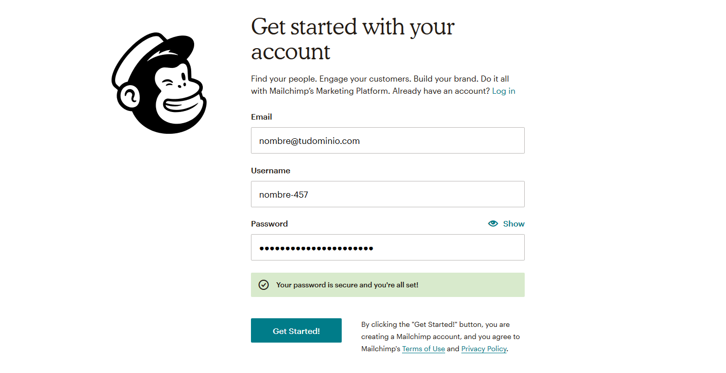 Registrarse en Mailchimp