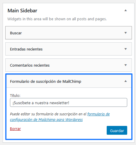 Widget generado por Mailchimp for WordPress