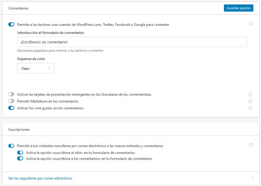 COnfigurar el bloque de debate de Jetpack