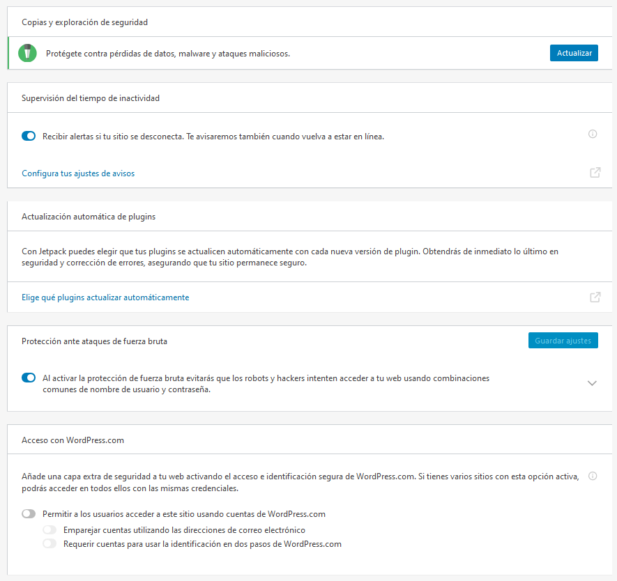 Configuración del bloque de seguridad de Jetpack