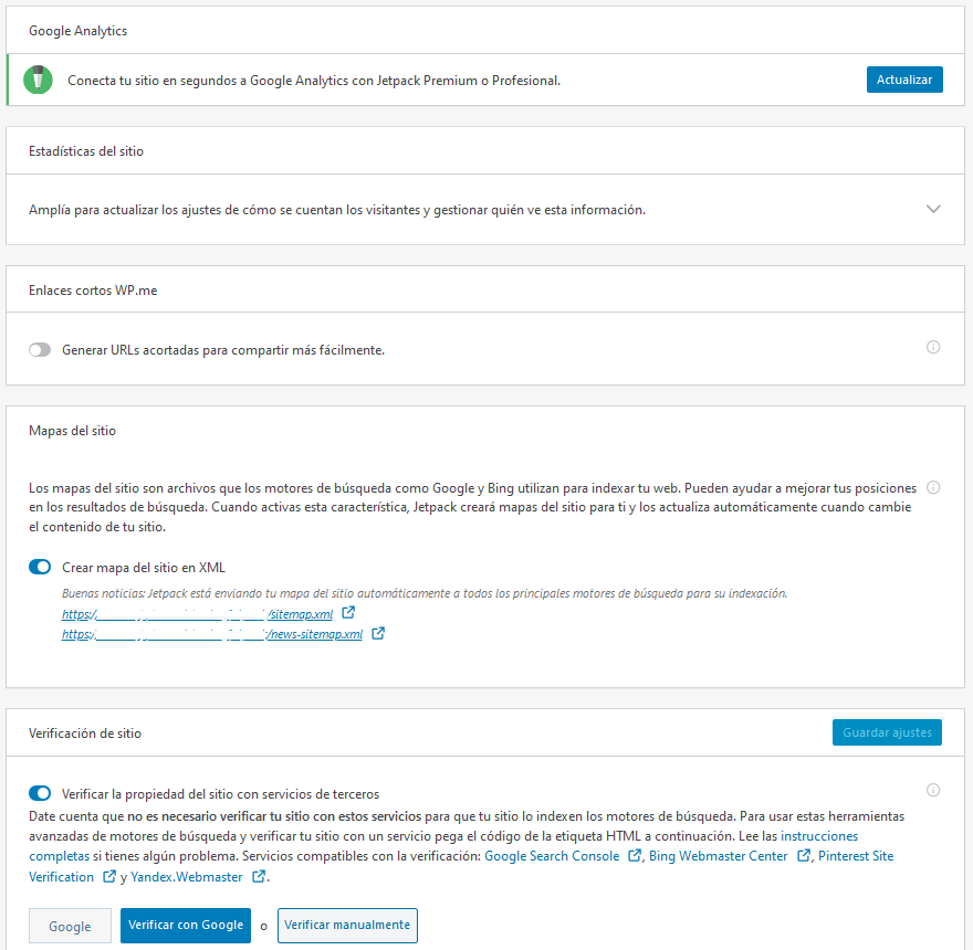 COnfigurar el bloque de tráfico de Jetpack