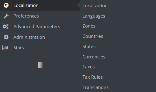 Poner PrestaShop 1.6 en otro idioma: Sección localización