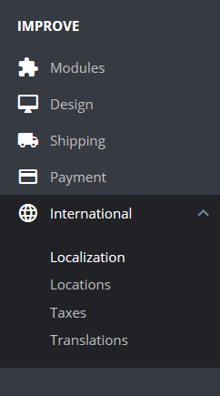 Poner PrestaShop 1.7 en otro idioma: Sección internacional