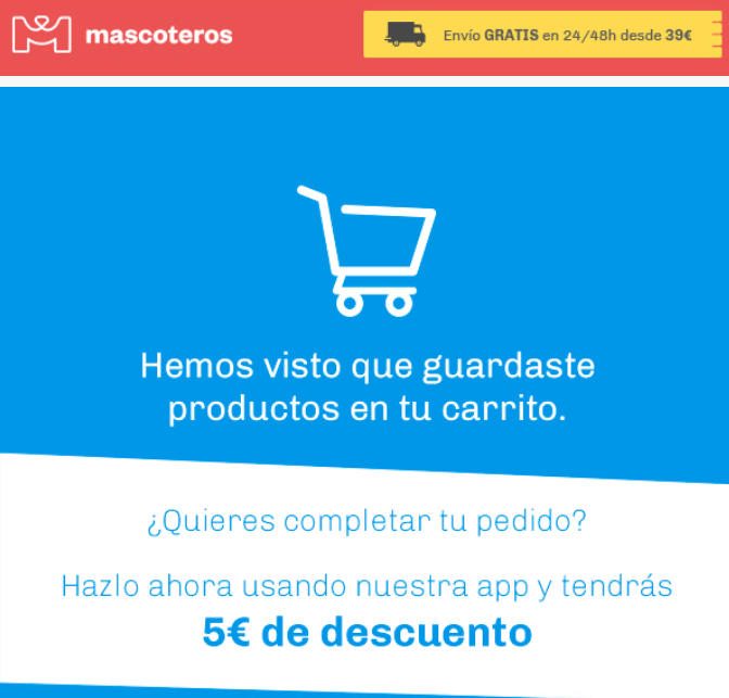 Ejemplo de email para recuperar carritos abandonados