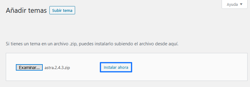 Instalar un tema en WordPress