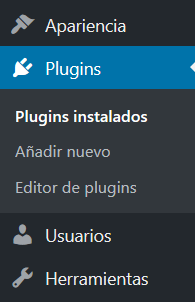 Menú WordPress: Plugins instalados