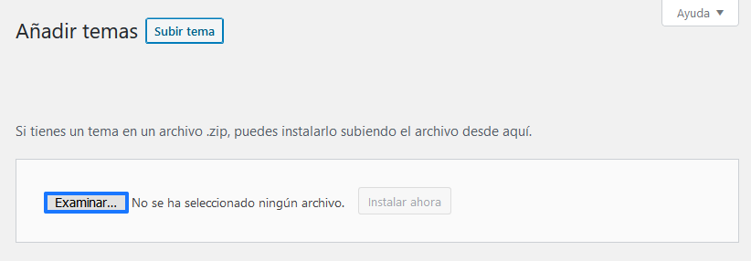 Subir un tema en formato .ZIP en WordPress