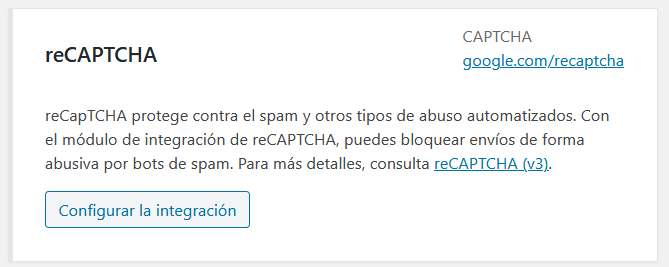 Configurar integración de Contact Form con Google reCAPTCHA