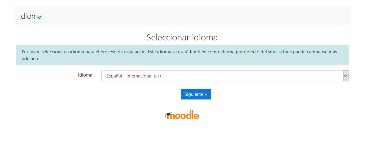 Seleccionar el idioma al instalar Moodle