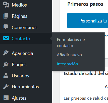 Opciones de integración en Contact Form 7