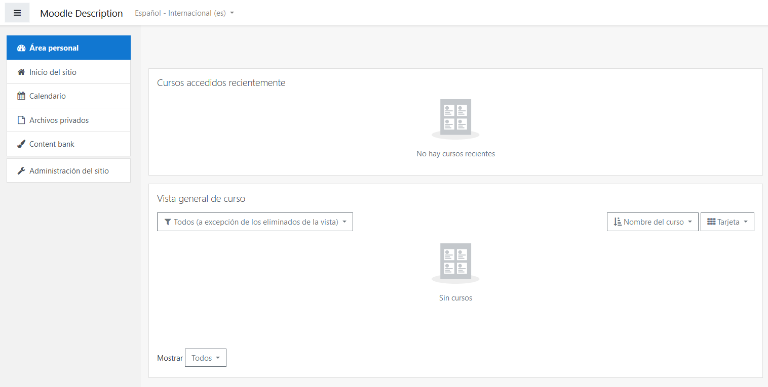 Panel de administración Moodle