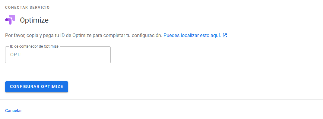 Añadir el código de Optimize en el plugin Google Site Kit