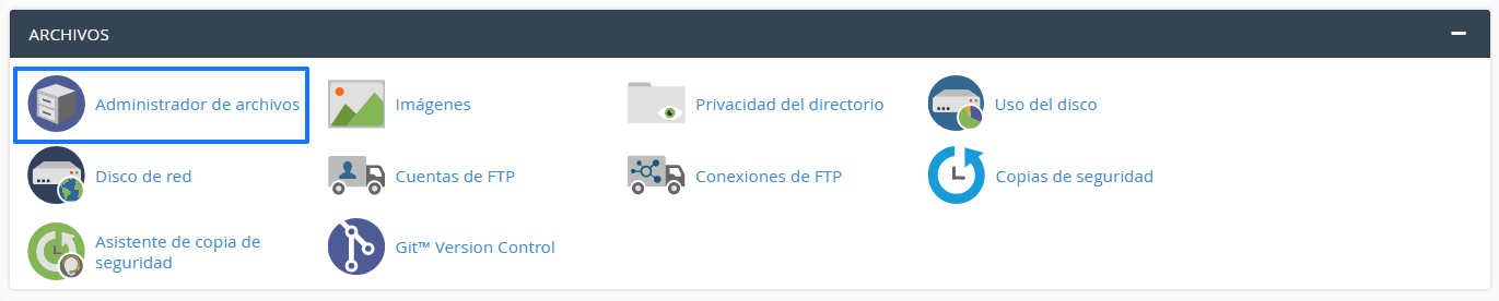 Administrador de archivos de cPanel