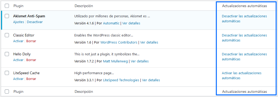 Desactivar actualizaciones automáticas en WordPress 5.5