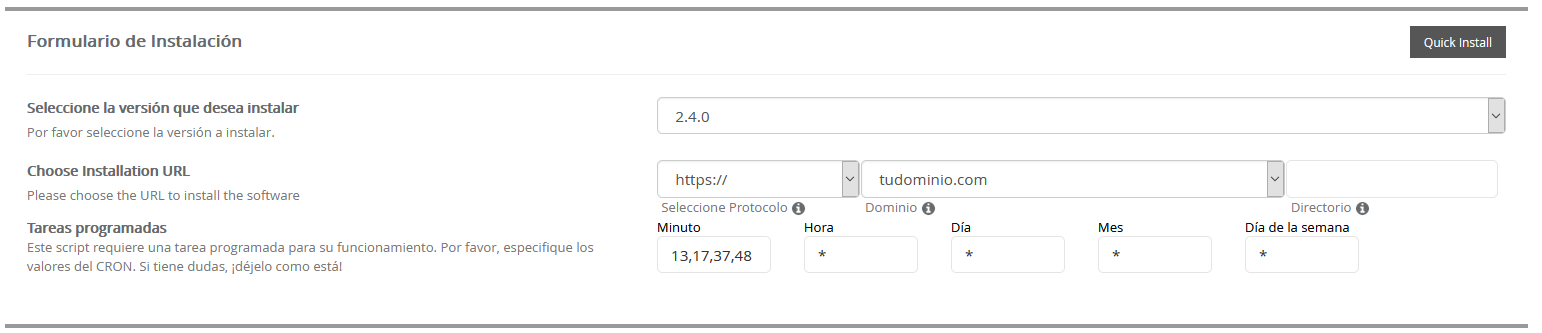 Instalar Magento a través de Softaculous: Paso 1