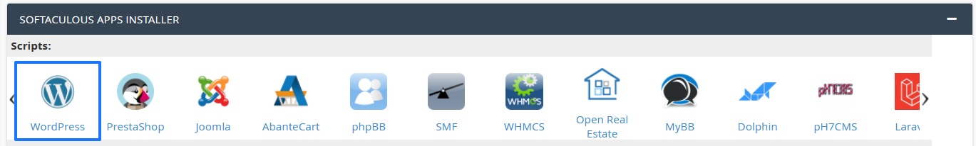 WordPress en Softaculous App Installer