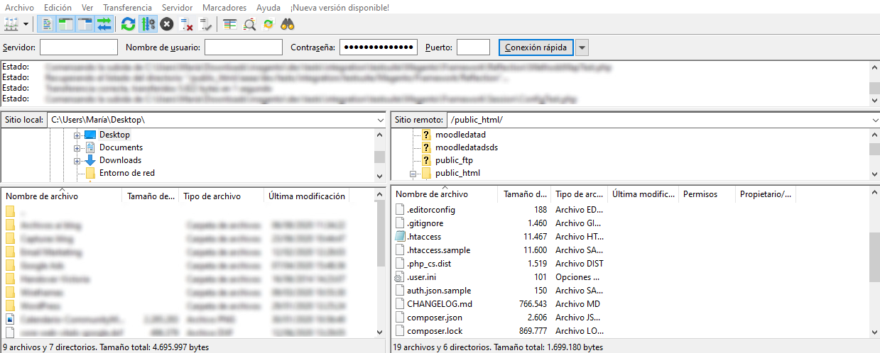 Transferir archivos por FTP al plan de hosting