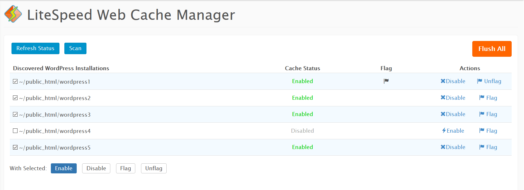 LiteSpeed Web Cache Manager en cPanel
