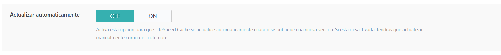 Opción para actualizar automáticamente el plugin LiteSpeed Cache for WordPress