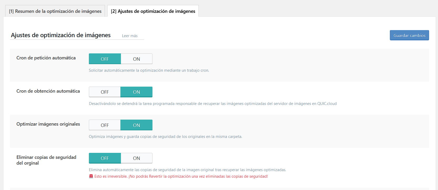 Ajustes de optimización de imágenes con LiteSpeed Cache for WordPress