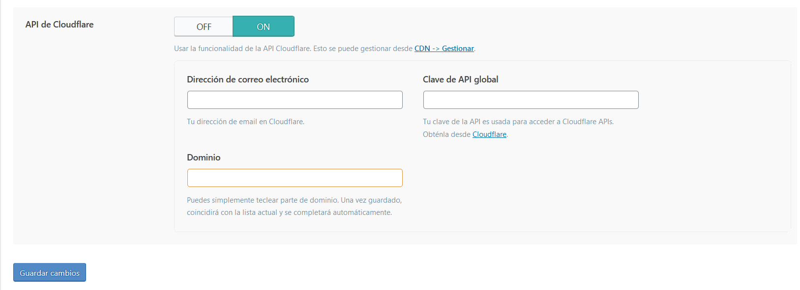 API de Cloudflare con LiteSpeed Cache for WordPress