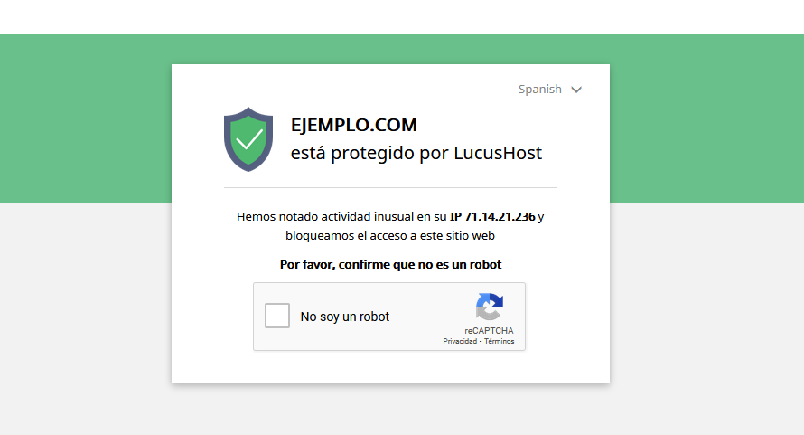 Sistema de captcha avanzado de Imunify360