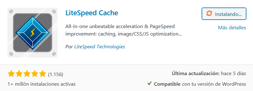 Instalar LiteSpeed Cache for WordPress