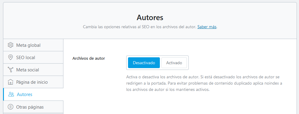 Ajustes de los autores de WordPress en Rank Math