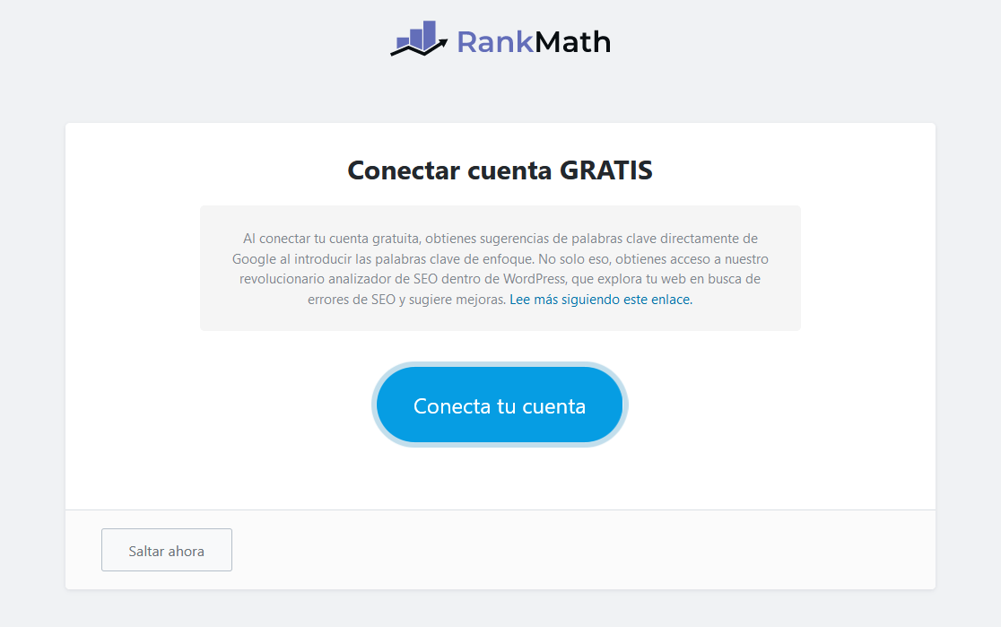 Conectar cuenta de Rank Math