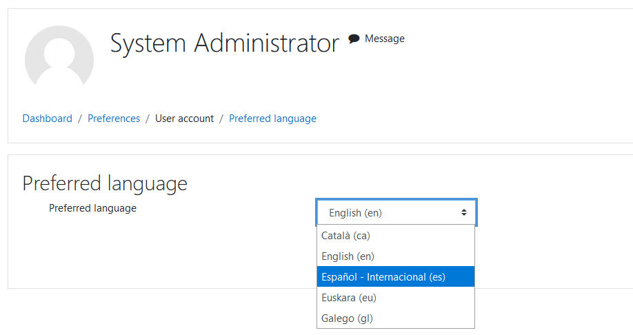 Cómo cambiar el idioma de Moodle si eres administrador