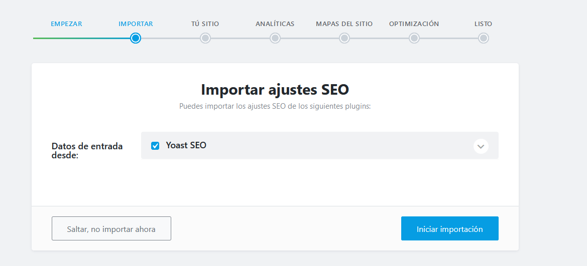 Importar los datos de Yoast SEO en Rank Math