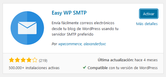 Instalar y activar Easy WP SMTP en WordPress