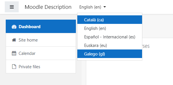 Selector de idiomas para profesores y estudiantes de Moodle