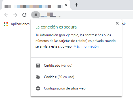 Ejemplo de una web con contenido mixto pasivo en Google Chrome