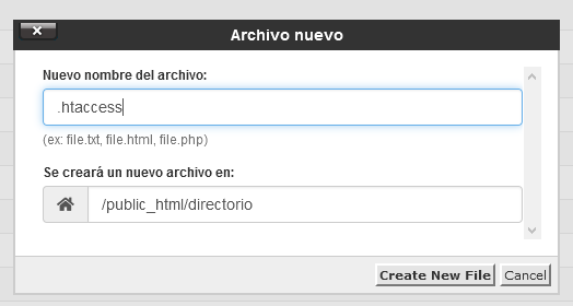 Crear archivo .htaccess