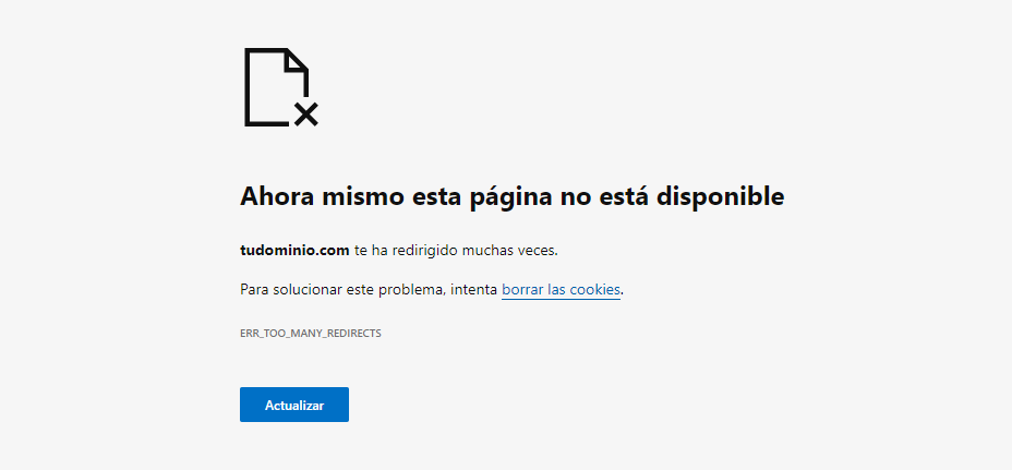 Error ERR_TOO_MANY_REDIRECTS en Microsoft Edge