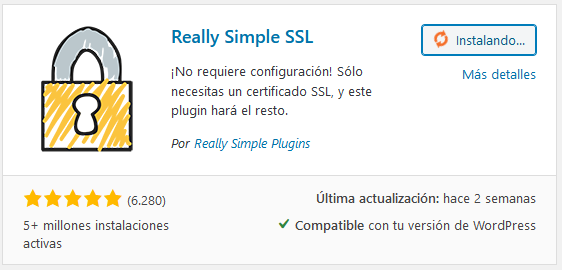 Intalar el plugin Really Simple SSL en WordPress